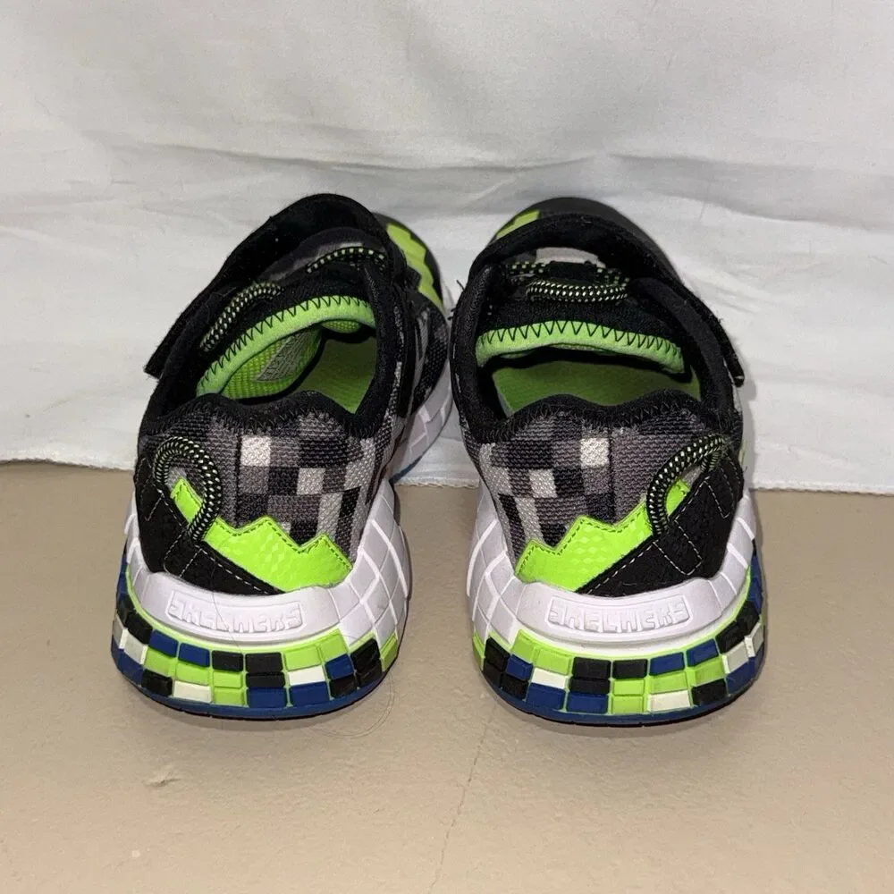 Skechers MEGA-CRAFT Boys Children’s Youth Sneakers Size 3 Blue Green Blocks